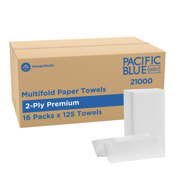 Pacific Blue Select by GP PRO Premium Multi-Fold 2-Ply Paper Towels, 125 Sheets Per Pack, Case Of 16 Packs