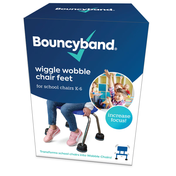 Bouncyband Wiggle Wobble Chair Feet, 7-1/2in x 3-3/4in, Black/Blue