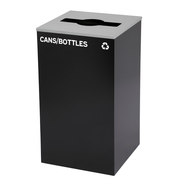 Alpine Industries Stainless Steel Open Top Cans/Bottles Trash Can With Mixed Lid, 29 Gal, 30inH x 16-15/16inW x 16-15/16inD, Black