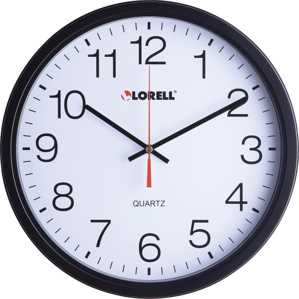 Lorell 12-1/2in Slimline Wall Clock - Analog - Quartz - Black Case - Modern Style