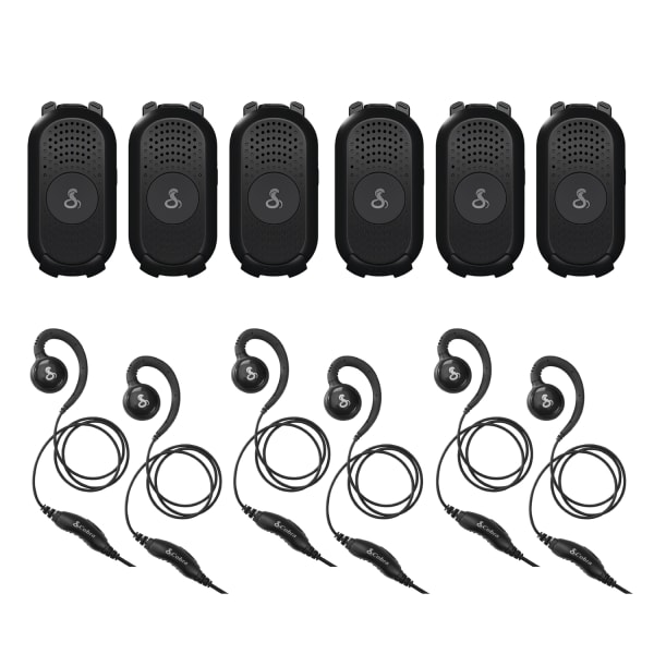 Cobra PX280 Compact 2-Way Handheld Business Radio with Dual-Dock Charger and Headset, Black, 6-Pack
