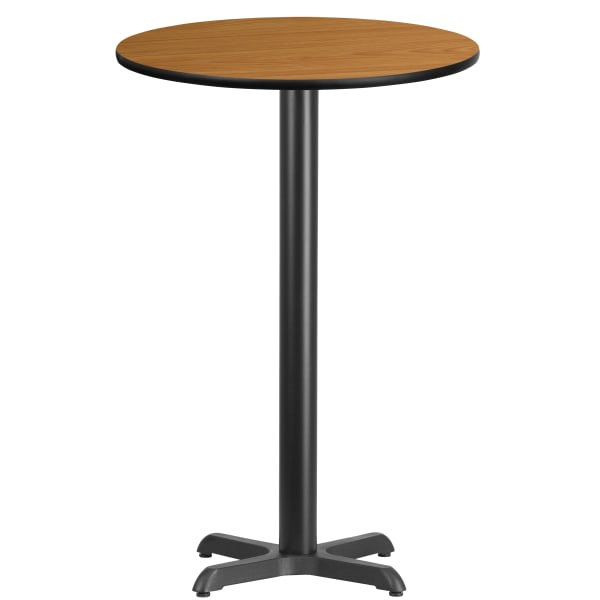 Flash Furniture Laminate Round Table Top With Bar-Height Table Base, 43-1/8inH x 24inW x 24inD, Natural/Black