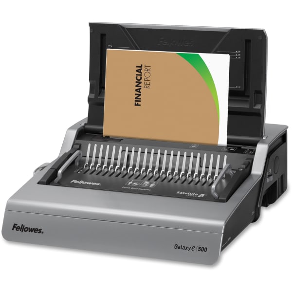 Fellowes Galaxy-E 500 Electric Comb Binding Machine With Starter Kit, Silver/Black