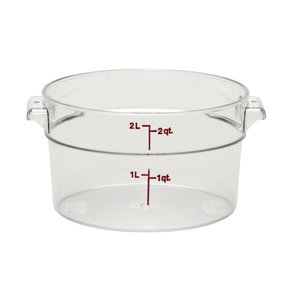 Cambro Camwear 2-Quart Round Storage Containers, Clear, Set Of 12 Containers