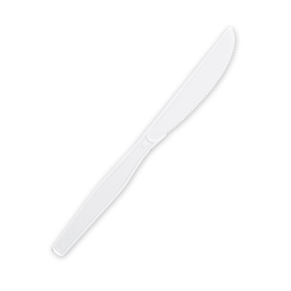 Genuine Joe Heavy/Medium-Weight Polystyrene Knives, White, Box Of 100