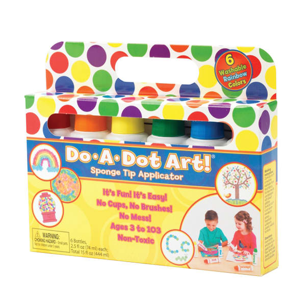 Do-A-Dot Art! Rainbow Washable Sponge Tip Markers, Assorted Colors Pack Of 6