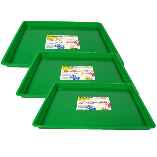 Romanoff Products Large Creativitray, 17-1/2in x 12-1/2in x 1-1/4in, Green, Pack Of 3 Creativitrays