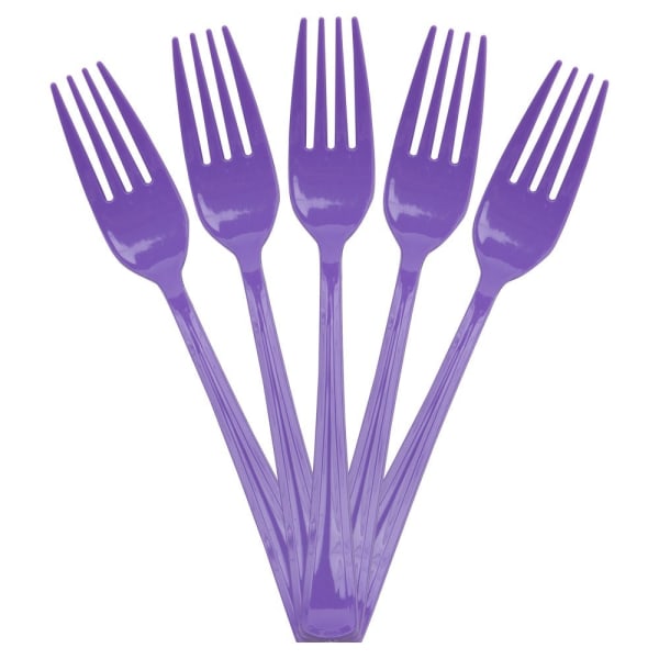 JAM PAPER Premium Utensils Party Pack, Plastic Forks, Purple, 48 Disposable Forks/Pack