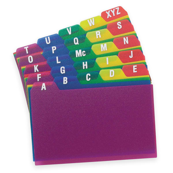 Oxford Poly Card Guides, A-Z, 3in x 5in, Assorted Colors