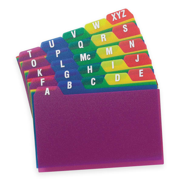 Oxford Poly Card Guides, A-Z, 4in x 6in, Assorted Colors