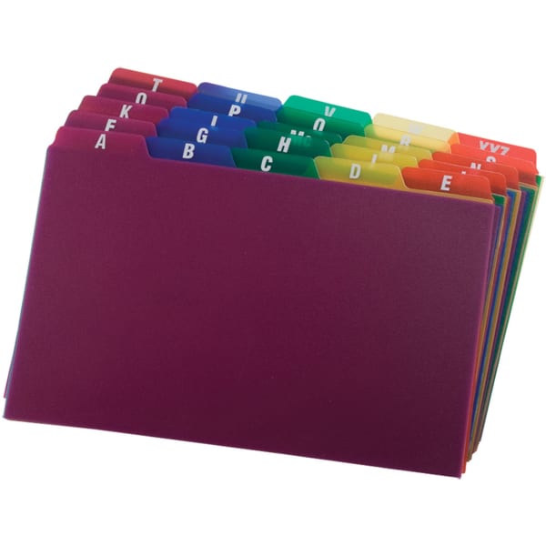 Oxford Poly Card Guides, A-Z, 5in x 8in, Assorted Colors