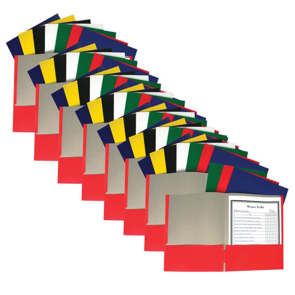 C-Line Two-Pocket Paper Portfolio Folder Without Prongs, Letter Size (8-1/2in x 11in), Assorted Colors, Pack Of 60