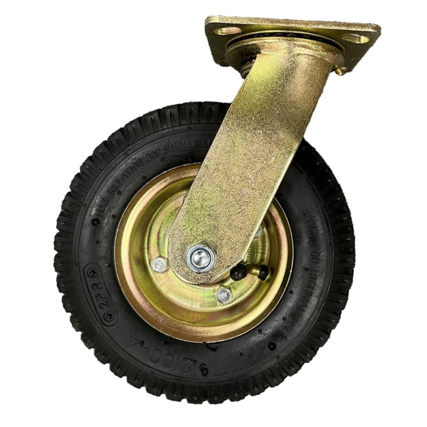 CSL Pneumatic Casters, Swivel, 8in, Black/Gold, Set Of 2 Casters, P2533108PS