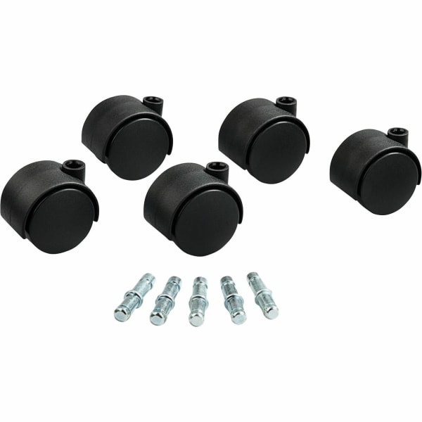 Master Caster Hard Floor Duet Casters, 2in Diameter, B/K Stems, Hard Wheels, Black