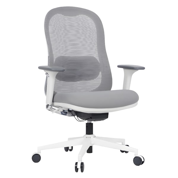 WorkPro Uomo Ergonomic Mesh/Fabric Mid-Back Office Chair, White/Gray, BIFMA Compliant