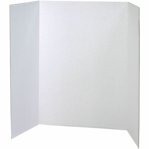 Pacon 80% Recycled Spotlight Double-Walled Tri-Fold Presentation Boards, 48in x 36in, White, Carton of 18