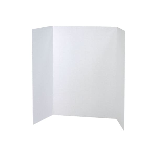 Pacon 80% Recycled Single-Walled Tri-Fold Presentation Boards, 48in x 36in, White, Carton Of 24