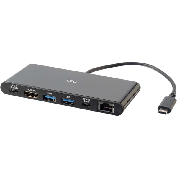 C2G USB-C 6-in-1 Dual Display Docking Station - 60W Power Supply, HDMI, Ethernet, USB, 3.5mm Audio and Power Delivery - 28845