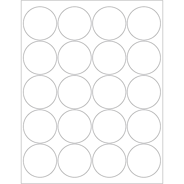 Tape Logic Round Glossy Labels For Laser Printers, LL302, 2in, White, Case Of 2,000