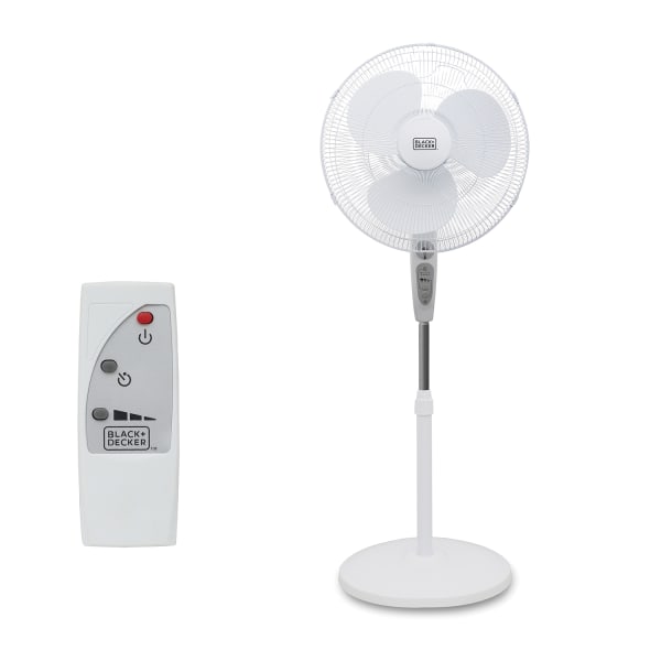 BLACK+DECKER 3-Speed Oscillating Stand Fan with Remote, 18-In., White