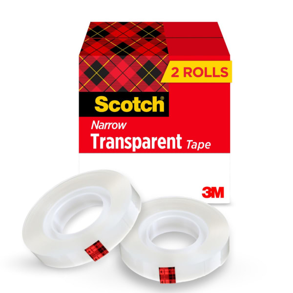 Scotch Transparent Tape, 2 Tape Rolls, 1/2 in x 1296 in, Home Office Supplies and School Supplies for College and Classrooms