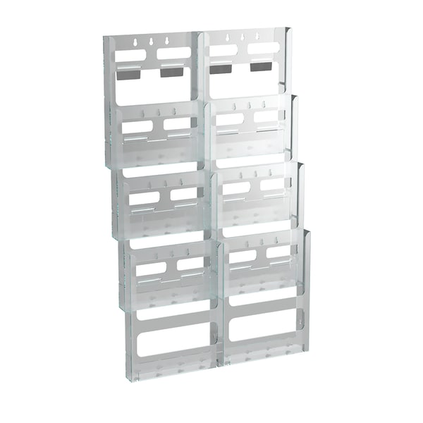 Azar Displays Wall-Mount Brochure Holder, Letter Size, 8 Pockets, 18inW x 19-1/2inH