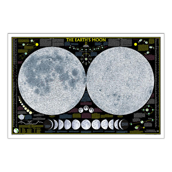 National Geographic Earths Moon Map, Laminated, 42.5in x 28.5in