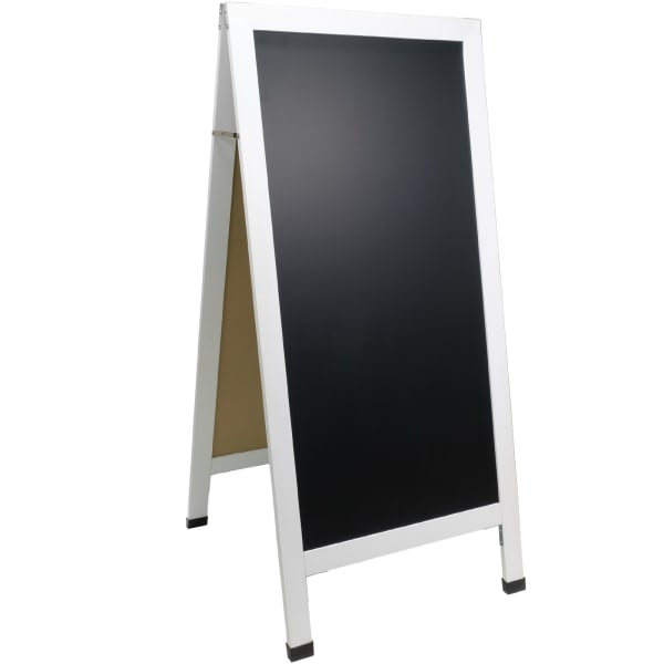 Excello Global Products Double-Sided A-Frame Magnetic Indoor/Outdoor Chalkboard Sign, Porcelain, 59in x 27in, White Wood Frame