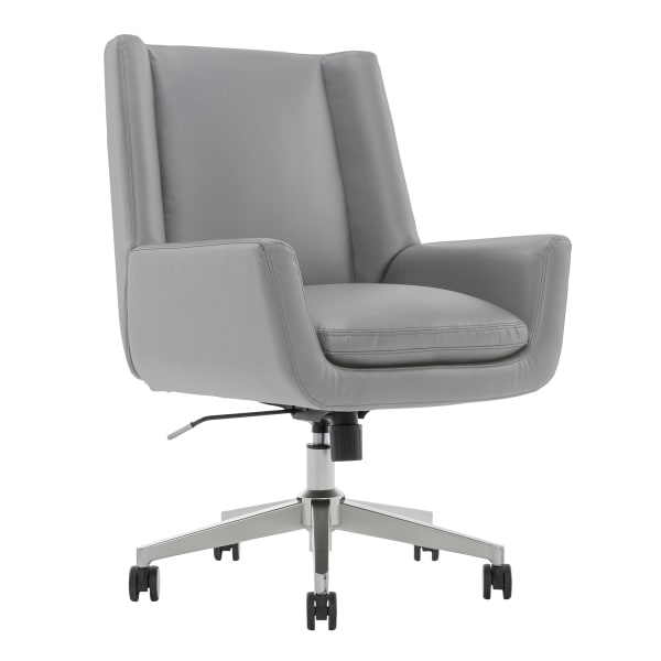 Serta SitTrue Montair Faux Leather Mid-Back Manager Office Chair, Gray