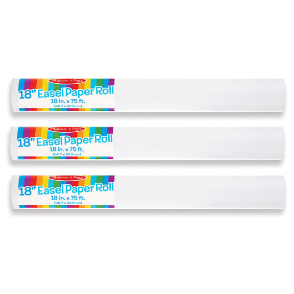 Melissa & Doug Easel Paper Rolls, 18in X 75ft, White, Pack Of 3 Rolls