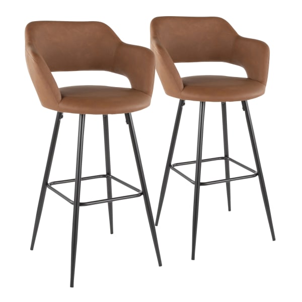 LumiSource Margarite Bar Stools, Black/Brown, Set Of 2 Stools