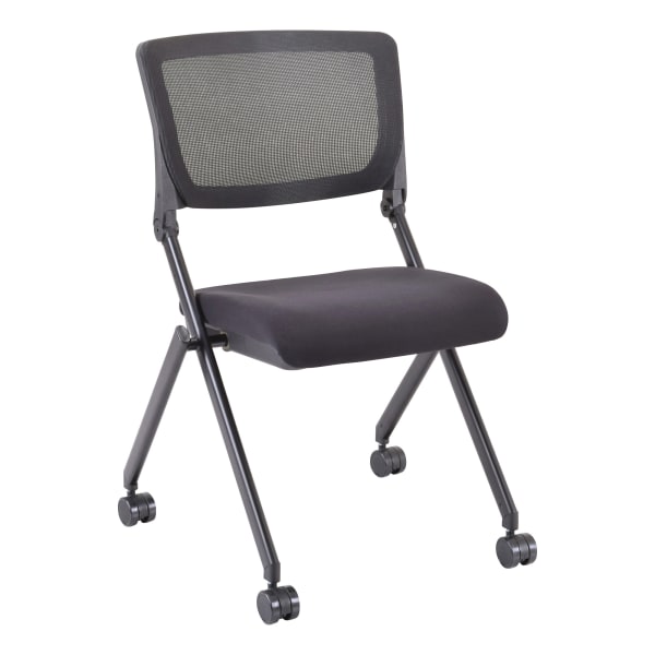 Lorell Mesh Back Nesting Chairs, Black, Set Of 2 Chairs