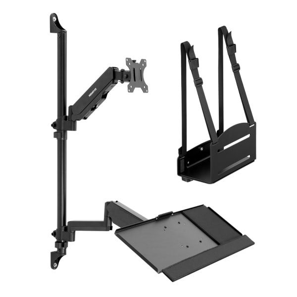 Mount-It! MI-7991 Wall-Mount Workstation With Monitor Mount, Keyboard Tray And CPU Holder, 37inH x 26W x 17inD, Black