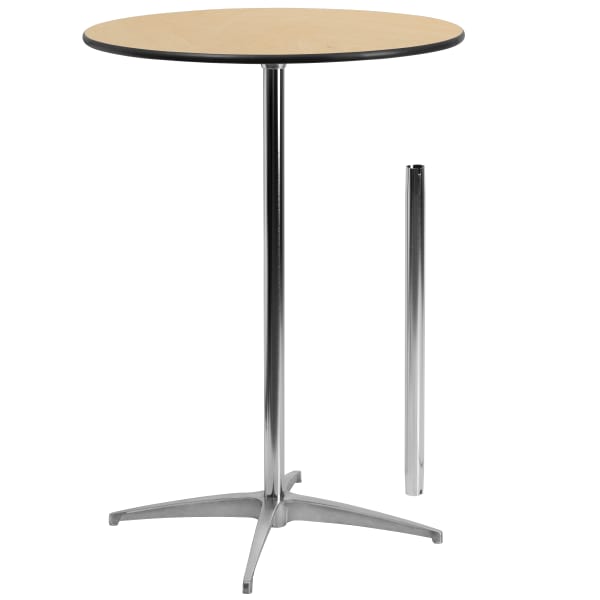 Flash Furniture 30ft" Round Wood Cocktail Table with 30ft" and 42ft" Columns, Natural