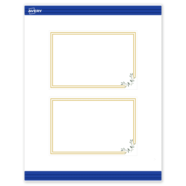 Avery Printable Postcards With Sure Feed Technology, 4in x 6in, Matte White With Gold Double Border Floral Design, Pack Of 20