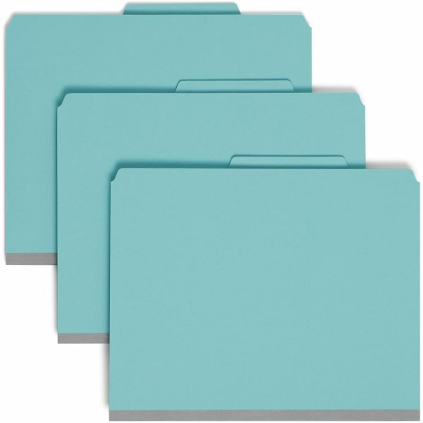 Smead Classification Folders, 2in Expansion, 2 Dividers, 8 1/2in x 11in, Letter, 50% Recycled, Blue, Box of 10