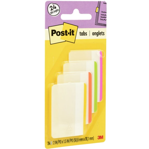Post-it Notes Durable Filing Tabs, 2in, Assorted Colors, 6 Flags Per Pad, Pack Of 4 Pads