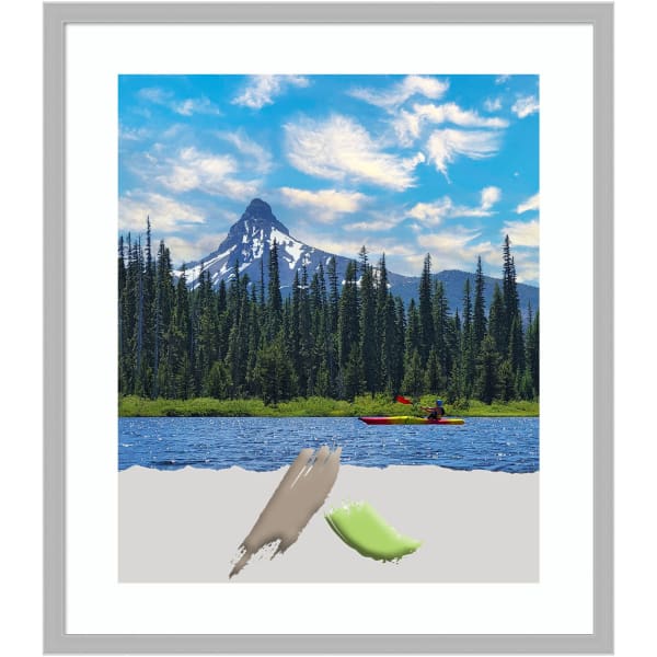 Amanti Art Hera Picture Frame, 25in x 21in, Opening Size 20in x 24in (Matted To 16in x 20in), Chrome