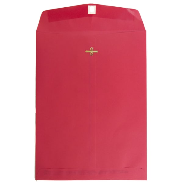 JAM Paper Open-End 9in x 12in Catalog Envelopes, Clasp Closure, Red, Pack Of 100 Envelopes
