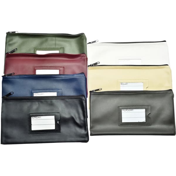 Nadex Coins Multicolor 7 Days Bank Deposit Cash and Coin Pouches - 11in Width x 6in Length - Zipper Closure - Assorted - Faux Leather - Cash, Coin, Document, Receipt, Office Supplies, Map, School Supplies, Jewelry - 7