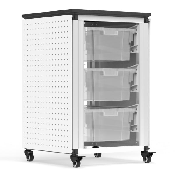 Luxor Modular Classroom Storage Cabinet, 3 Large Bins, 29inH x 18-1/4inW x 18-1/4inD, White