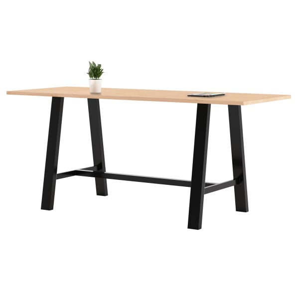 KFI Studios Midtown Bistro-Height Laminate Rectangular Conference Table, 41inH x 96inW x 36inD, Maple/Black