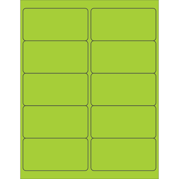Tape Logic Permanent Labels, LL178GN, Rectangle, 4in x 2in, Fluorescent Green, Case Of 1,000
