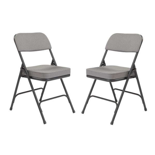 National Public Seating 3200 Series Deluxe Upholstered Folding Chairs, Charcoal Gray, Set Of 2 Chairs