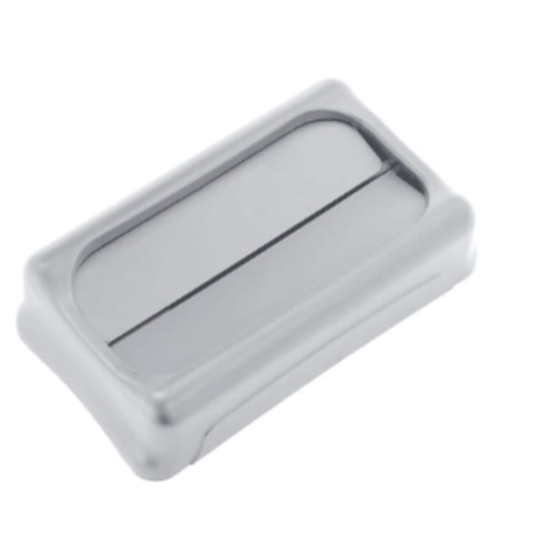 Rubbermaid Commercial Slim Jim Container Swing Lid - Rectangular - Plastic - Gray - 1 Each