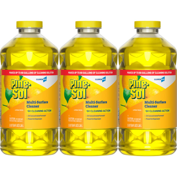 CloroxPro Pine-Sol Multi-Surface Cleaner, Lemon Fresh, 80 Fl Oz, Pack Of 3 Bottles
