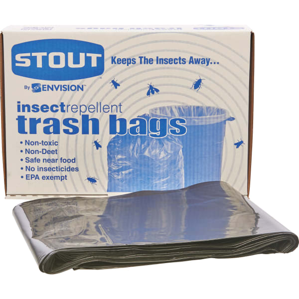 Stout 33% Recycled Insect Repellent Trash Bags, 35 Gallons, 33in x 40in, Black, Box Of 80