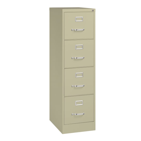 WorkPro 22inD Vertical 4-Drawer Letter-Size File Cabinet, Metal, Putty