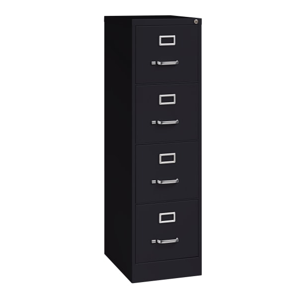 WorkPro 22inD Vertical 4-Drawer Letter-Size File Cabinet, Metal, Black