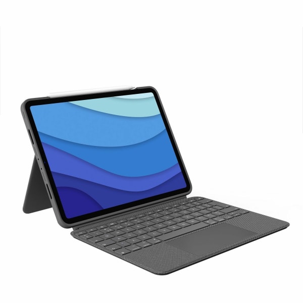 Logitech Combo Touch Keyboard/Cover Case for 11in Apple, Logitech iPad Pro, iPad Pro (2nd Generation), iPad Pro (3rd Generation) Tablet - Oxford Gray